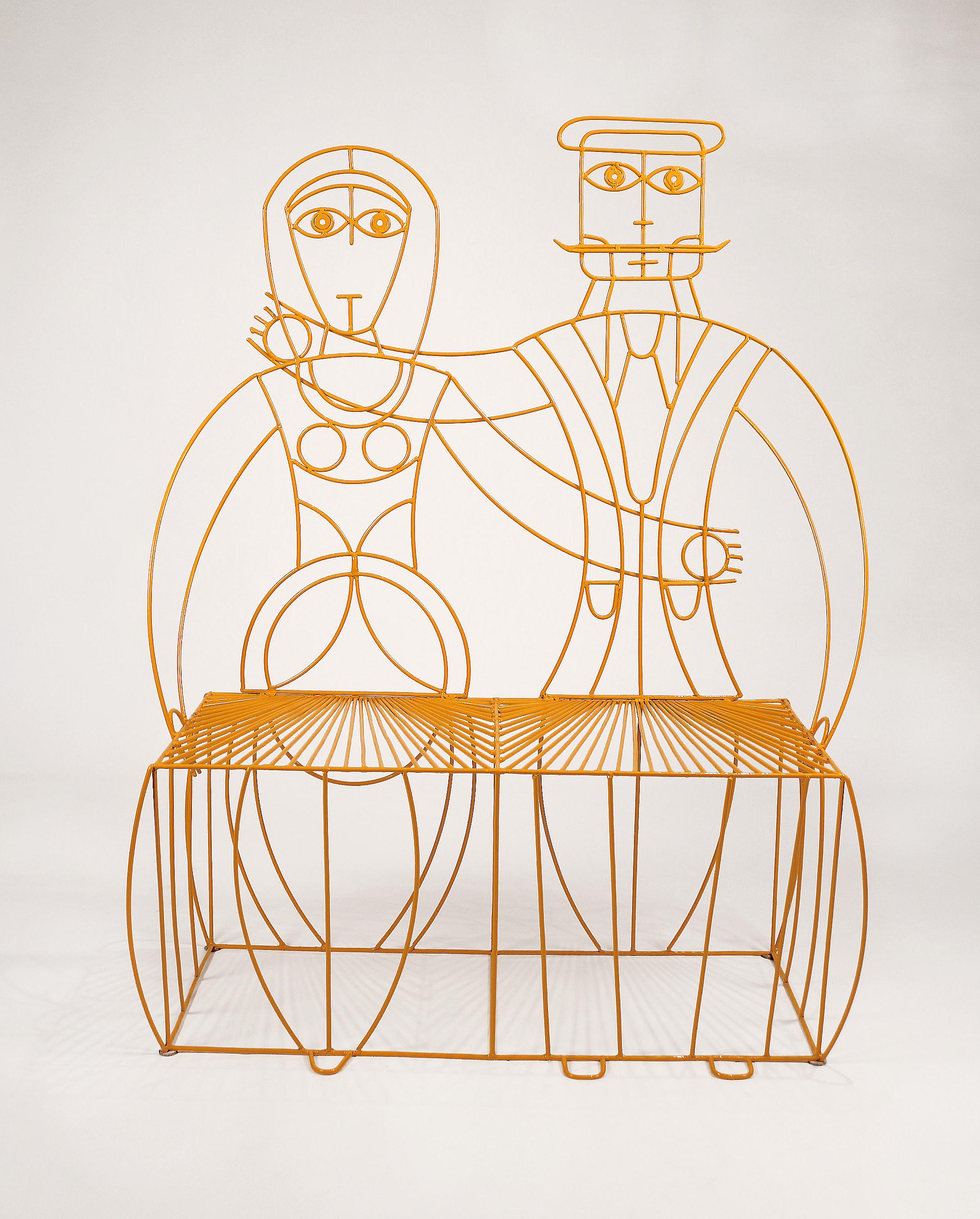 Mid-Century Modern John Risley Monsieur & Mademoiselle Patio Bench Sculpture