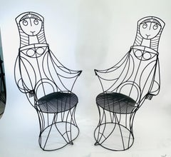 Pareja de sillas escultóricas de hierro soldado John Risley Nun Circa 1960's