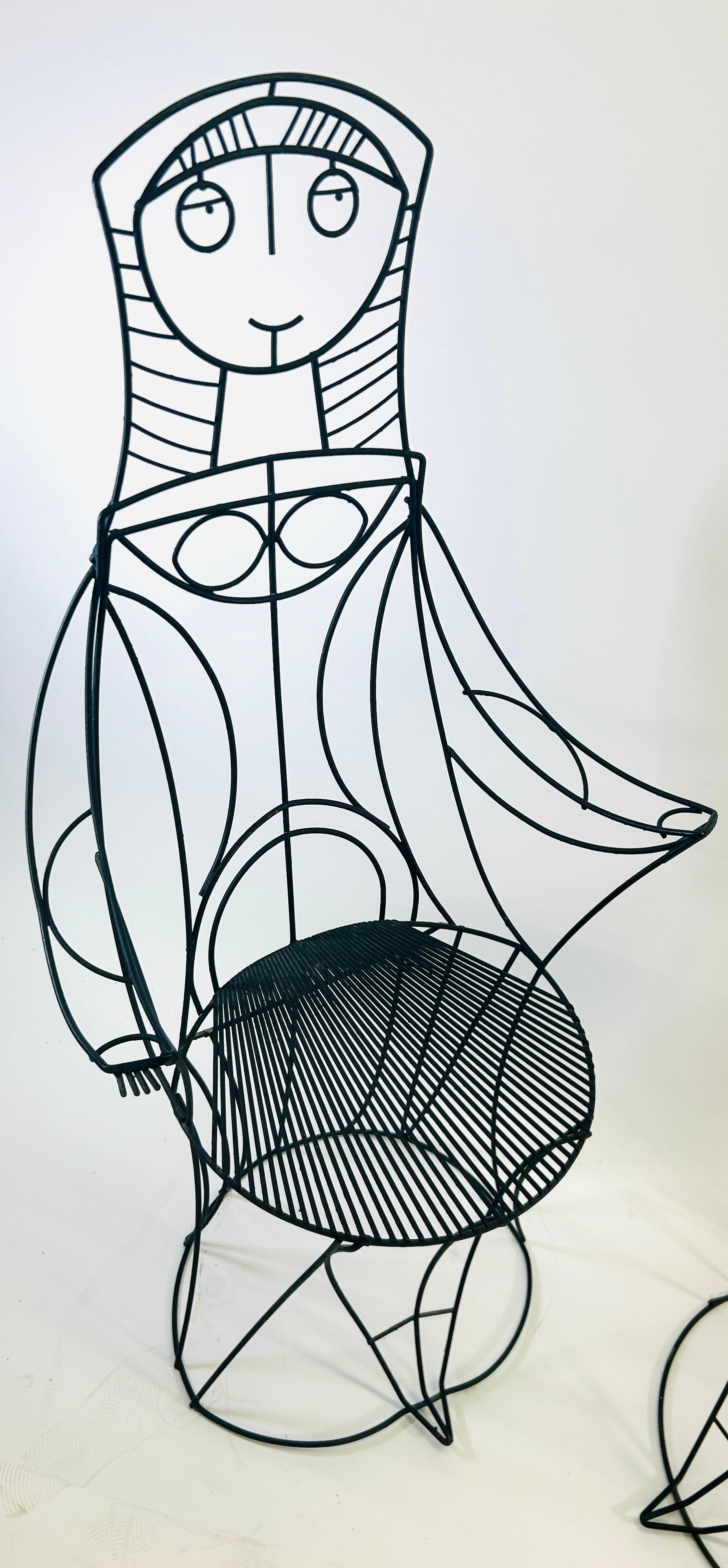 Americano Coppia di sedie scultoree in ferro saldato di John Risley Johns, circa anni '60 in vendita