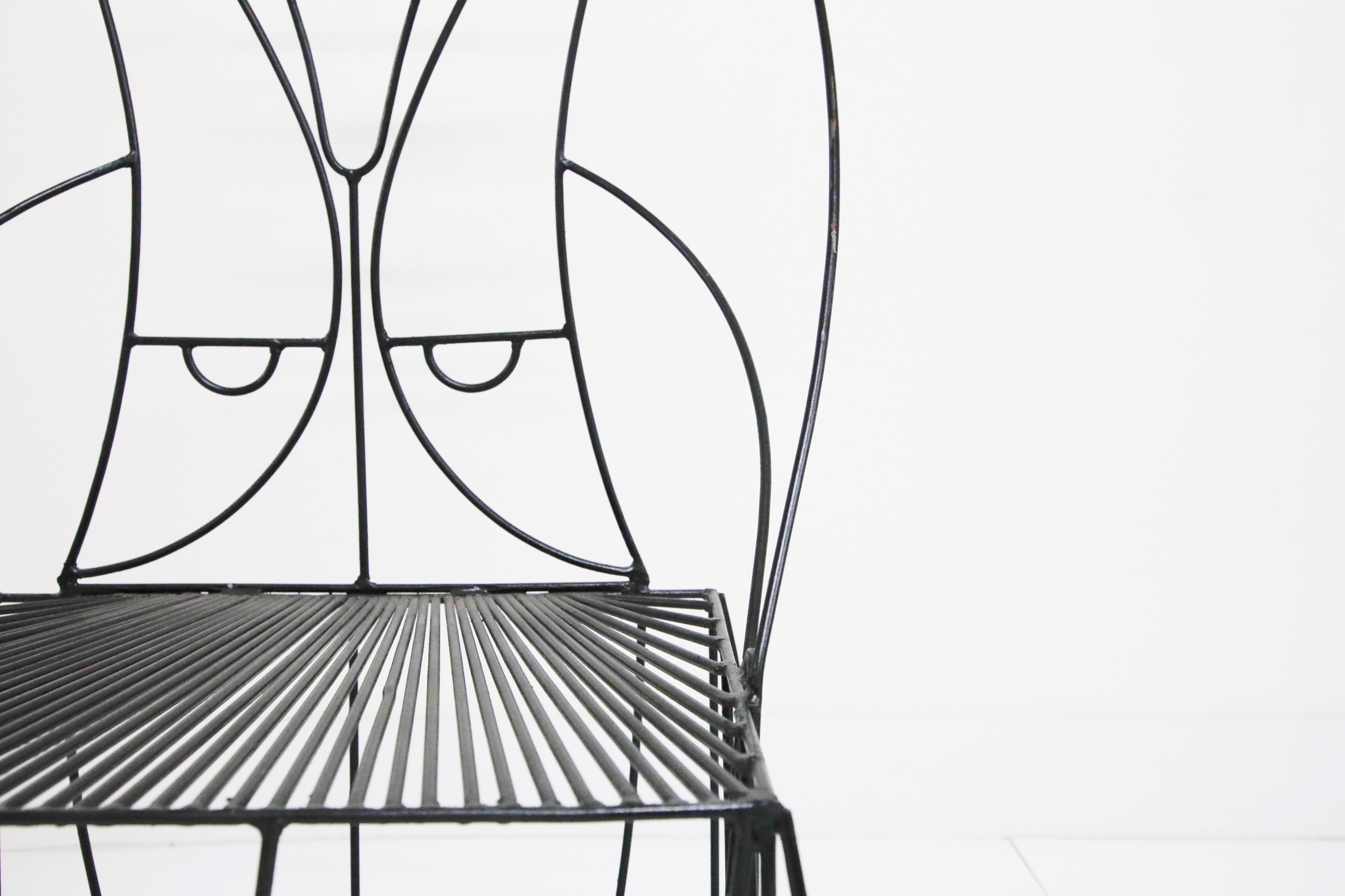 John Risley Powder Coated Wrought Iron Moustache Man Indoor Outdoor Chair, 1960s 3