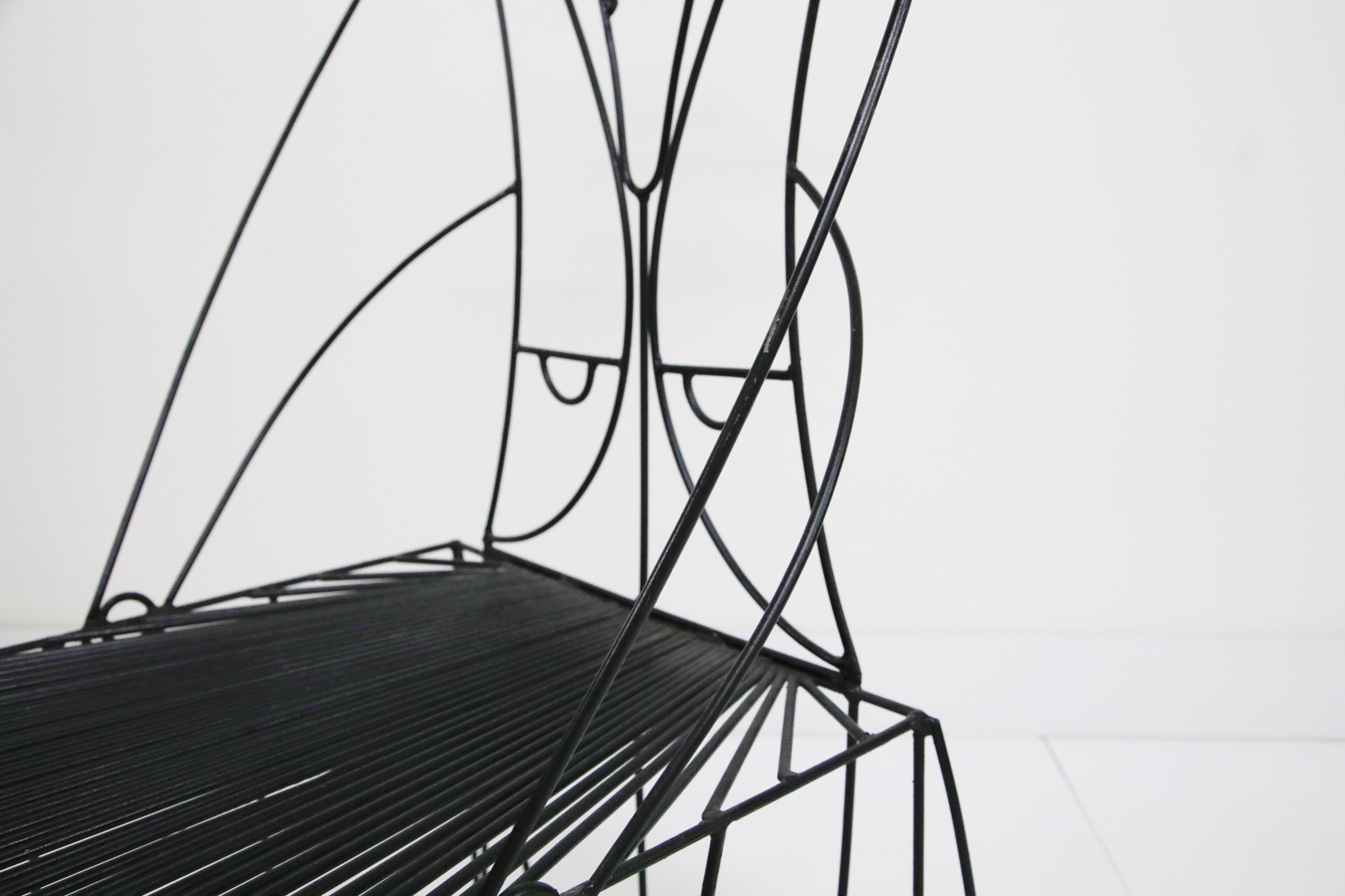 John Risley Powder Coated Wrought Iron Moustache Man Indoor Outdoor Chair, 1960s 5