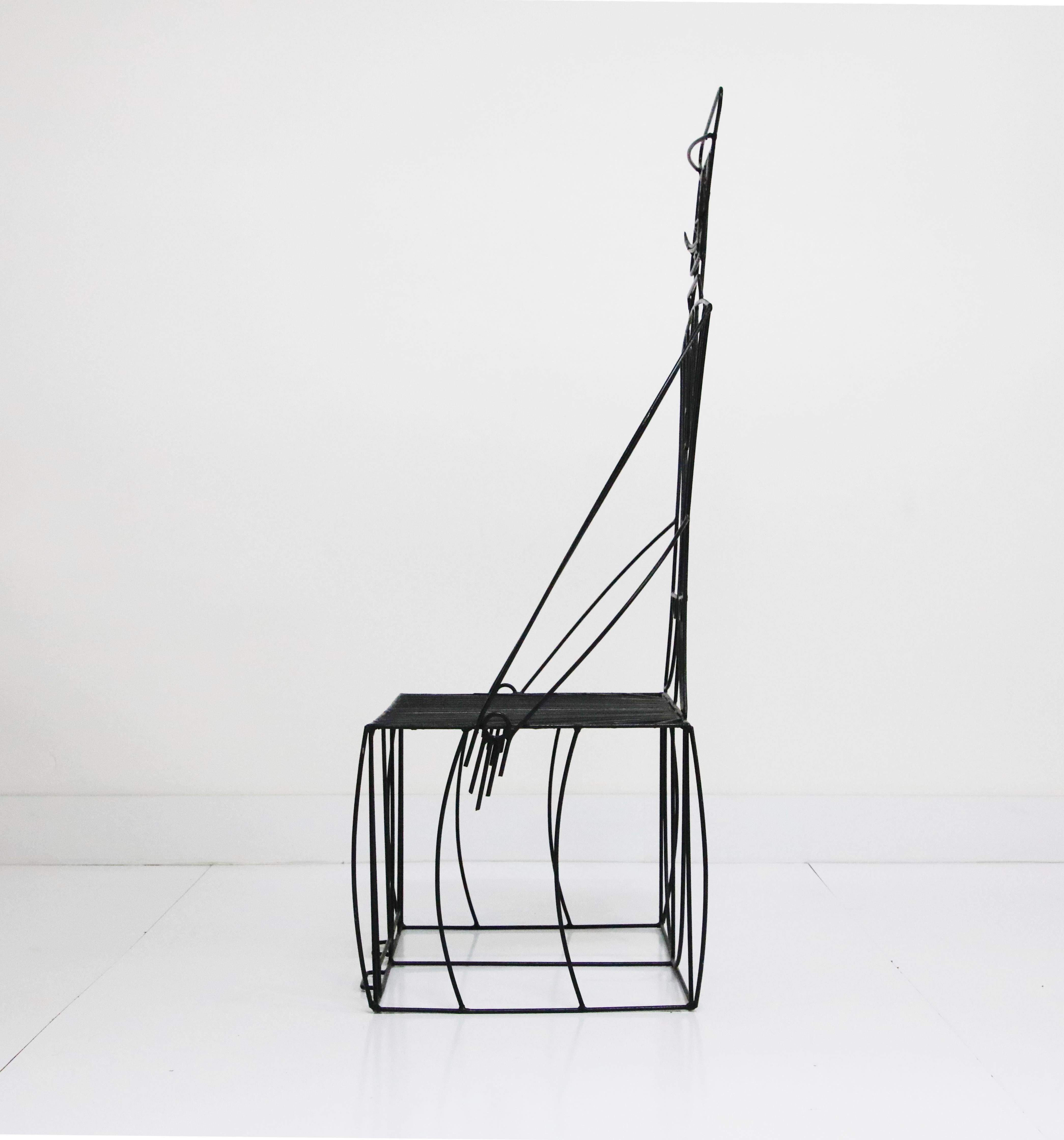 Powder-Coated John Risley Powder Coated Wrought Iron Moustache Man Indoor Outdoor Chair, 1960s