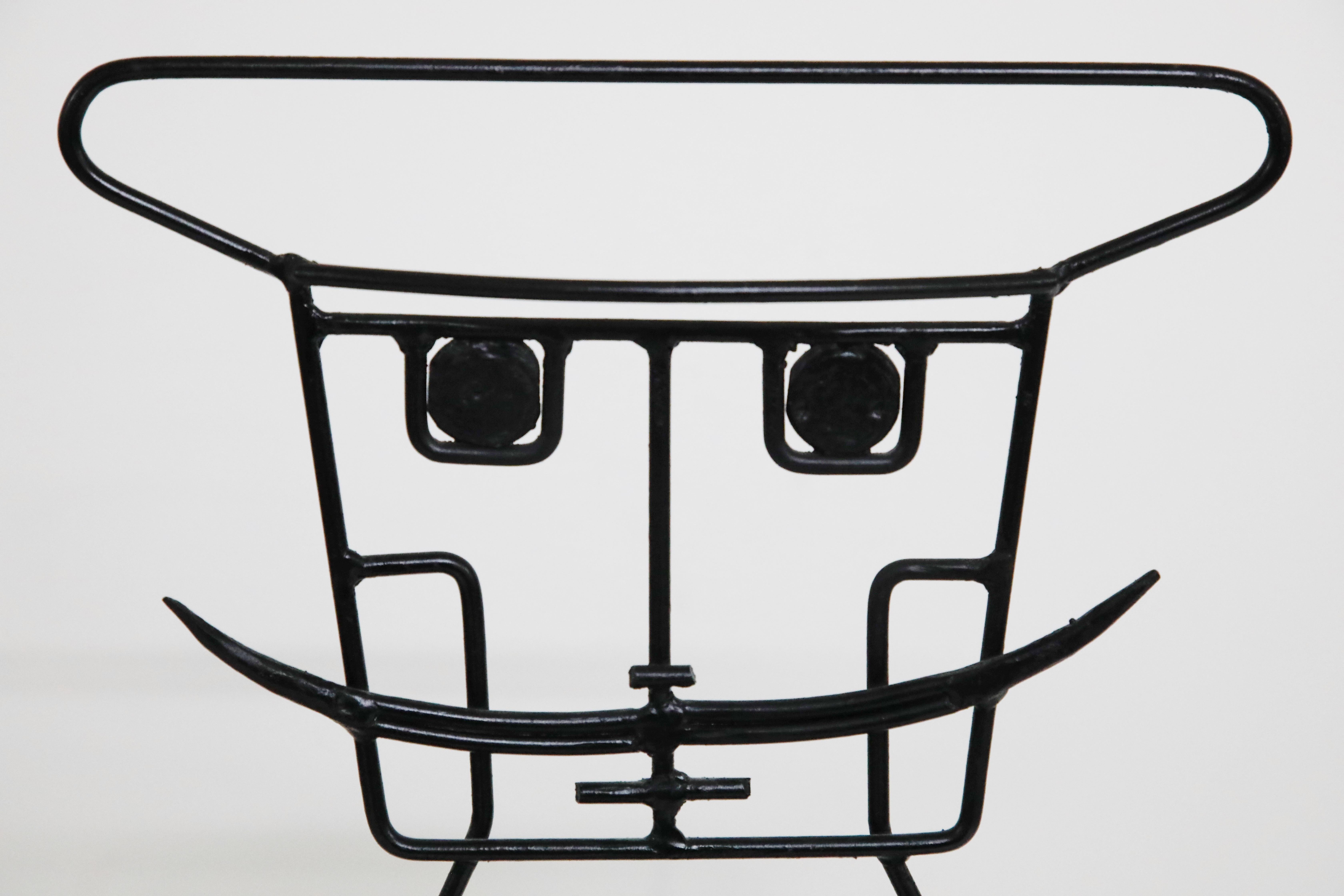 John Risley Powder Coated Wrought Iron Moustache Man Indoor Outdoor Chair, 1960s In Excellent Condition In Los Angeles, CA