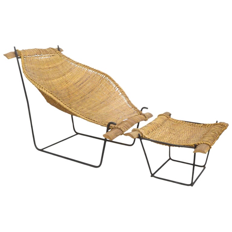 adjustable sling chair with ottoman