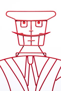 John Risley Sculptural Woman & Man Steel Bench in Fire Engine Red c. 1960s