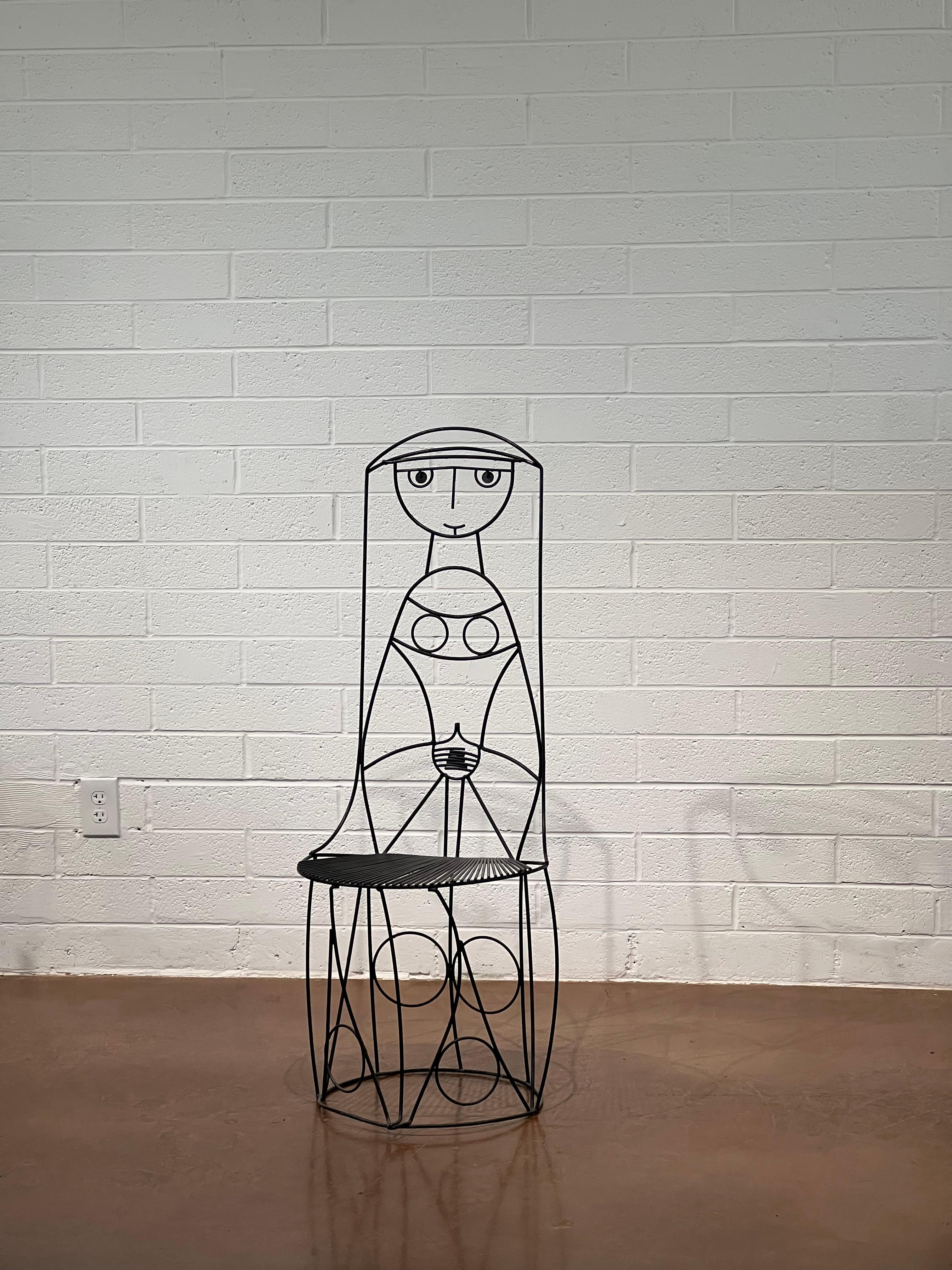 Part of John Risley's People Chair collection from the early 1960's. Hand welded from thin steel rods and painted black, this chair makes a great addition to any room. 