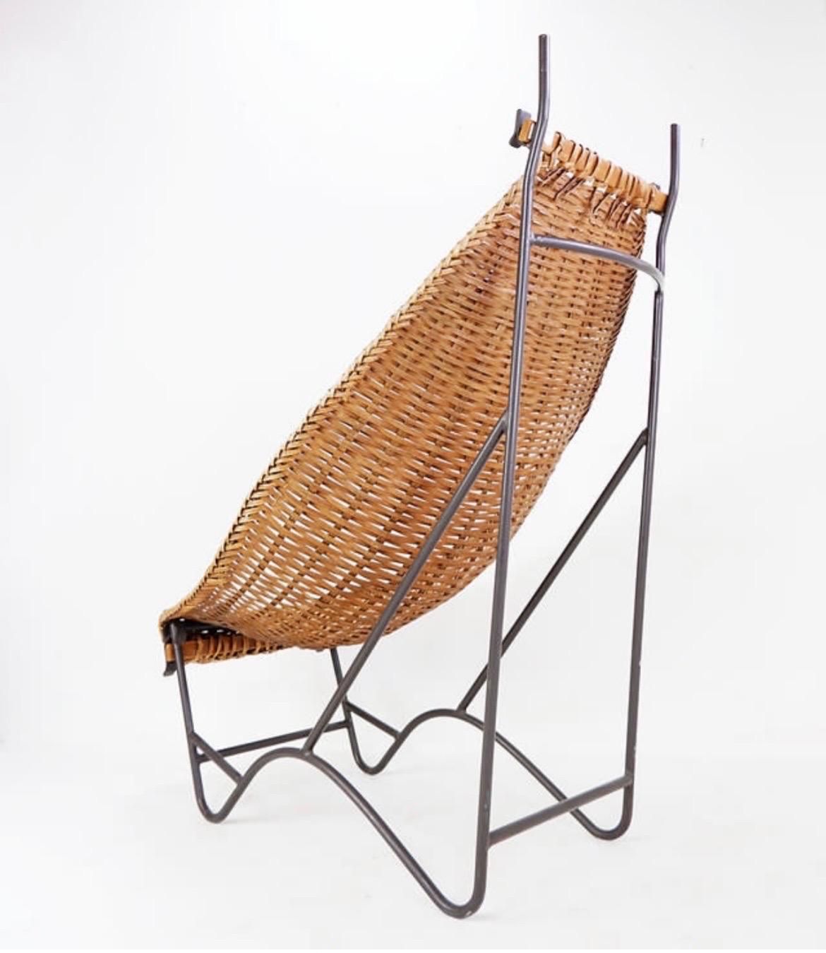 Silla de salón con respaldo alto estilo John Risley Hierro macizo / Mimbre Francia Trenza en venta