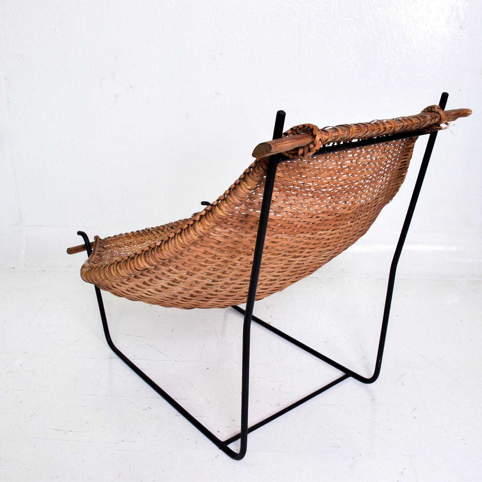John Risley Wicker and Iron Chair, Mid-Century Modern In Good Condition In Chula Vista, CA