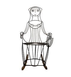 John Risley Wrought Iron Female Queen Rocking Chair Mid Century Modern
