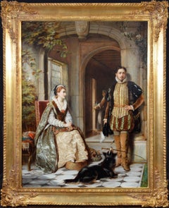 Elizabeth and Dudley, Doubt - Large 19th Century Royal Academy Oil Painting