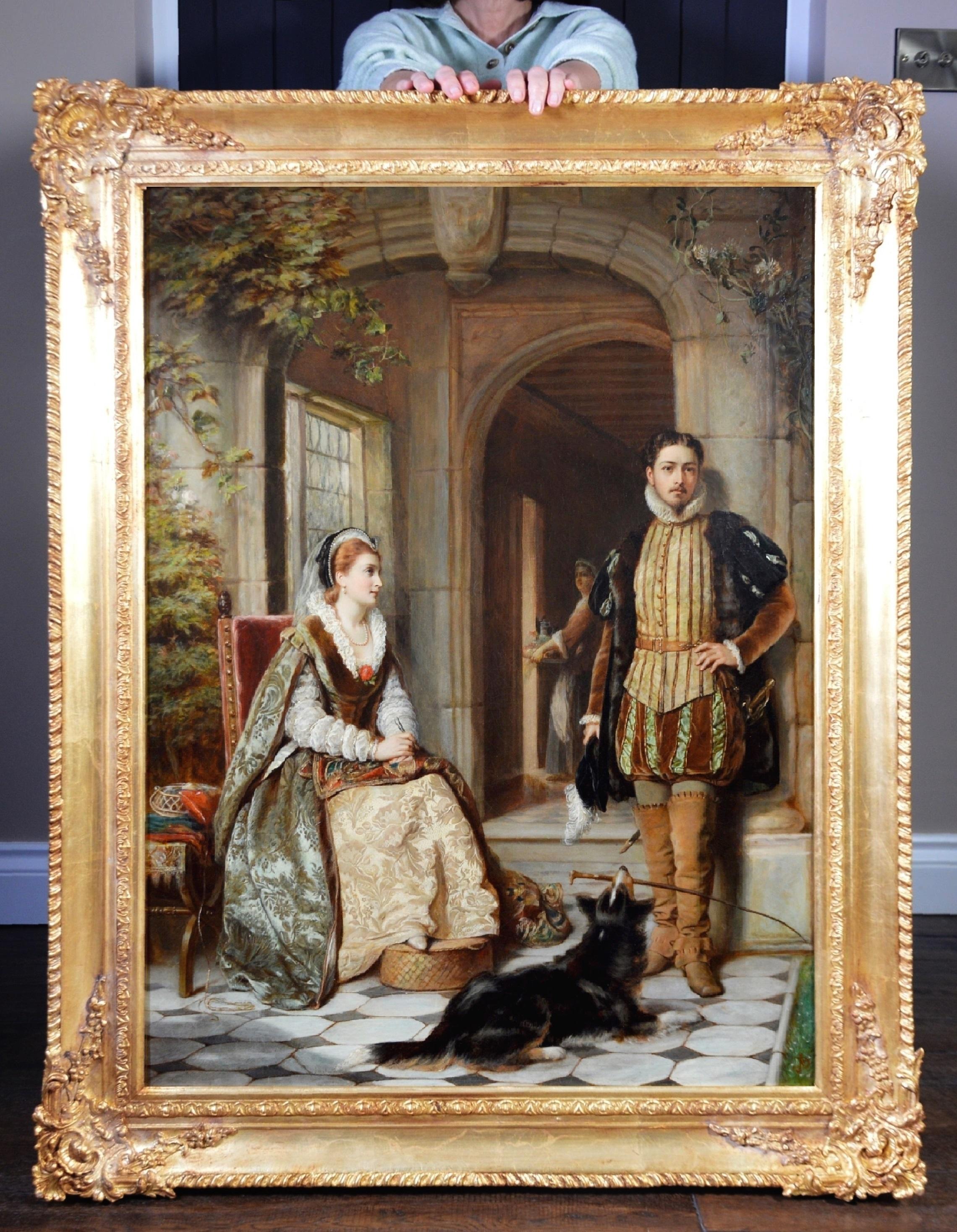John Robert Dicksee Animal Painting - Elizabeth and Dudley, Doubt - Large 19th Century Royal Academy Oil Painting