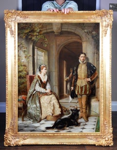 Elizabeth and Dudley, Doubt - Large 19th Century Royal Academy Oil Painting