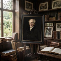Mid-19thC English School Portrait Of A Gentleman With Magnifying Glass, Oil