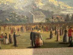 19th century View of Musselburgh Racecourse Scotland with people in a landscape