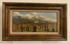19th century View of Musselburgh Racecourse Scotland with people in a landscape