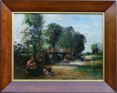 Outside The Bell Inn - Scottish Impressionist 20's landscape oil painting
