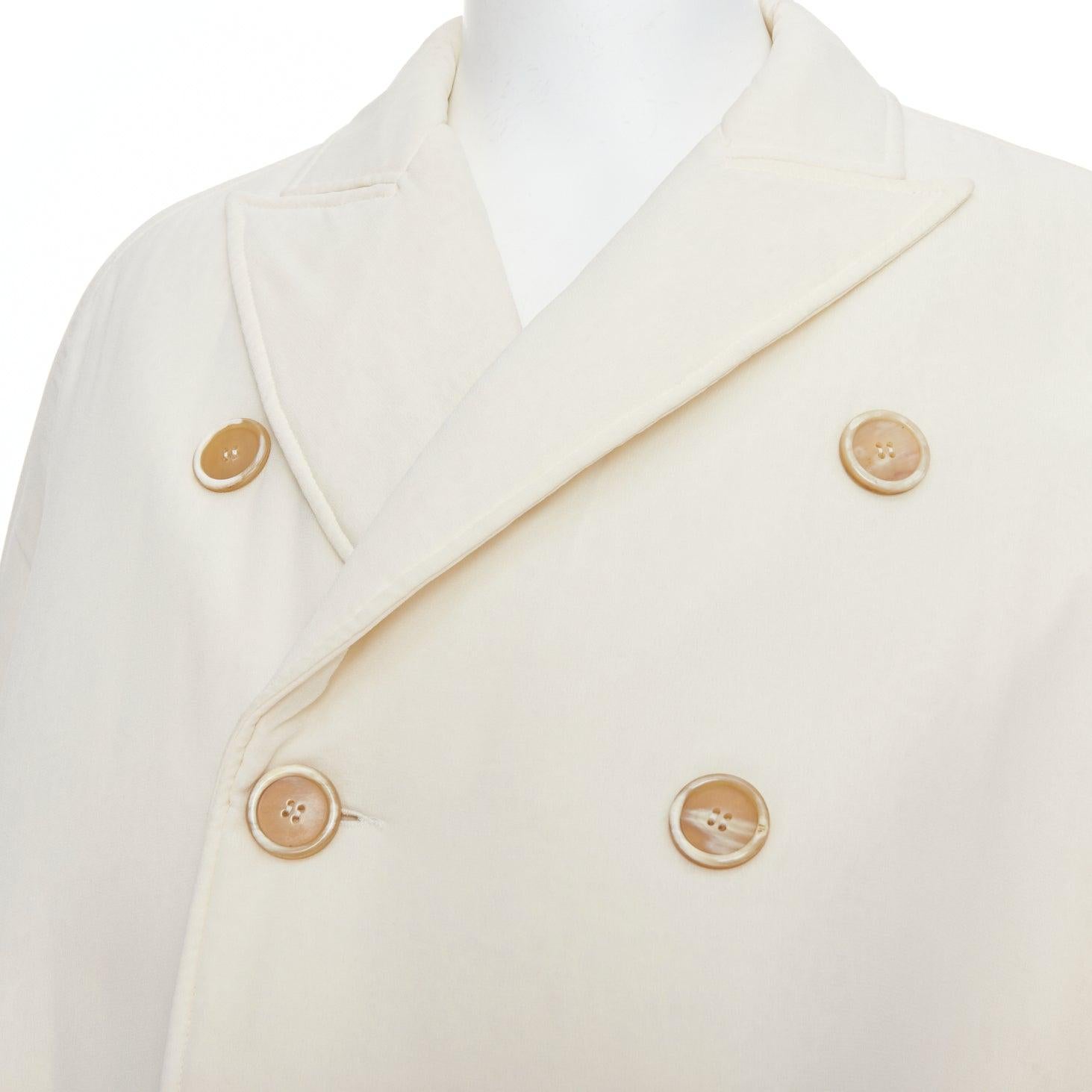 Beige JOHN ROCHA cappotto lungo DB beige imbottito e con bottoni in corno UK38 M. in vendita