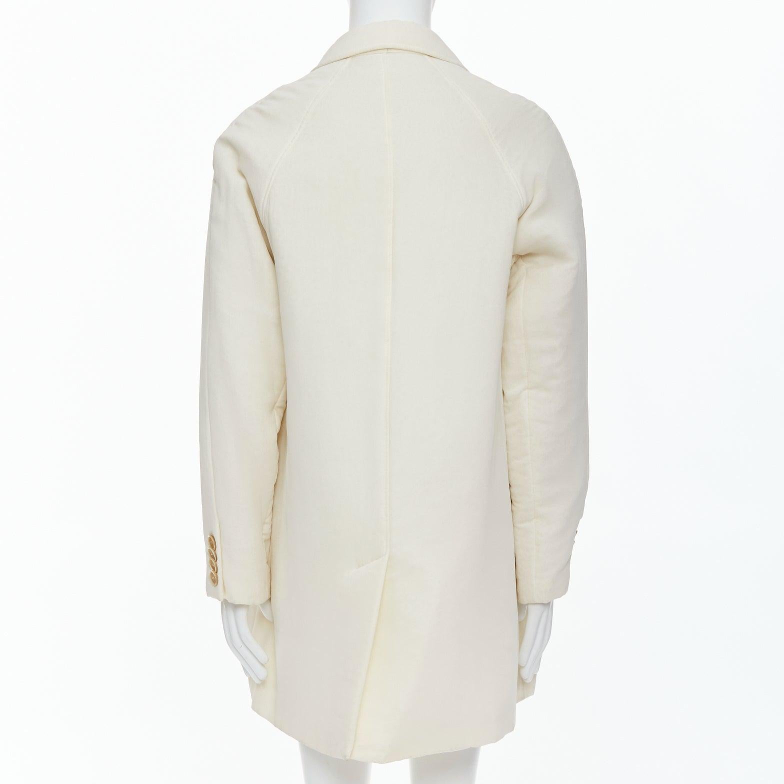 Uomo JOHN ROCHA cappotto lungo DB beige imbottito e con bottoni in corno UK38 M. in vendita