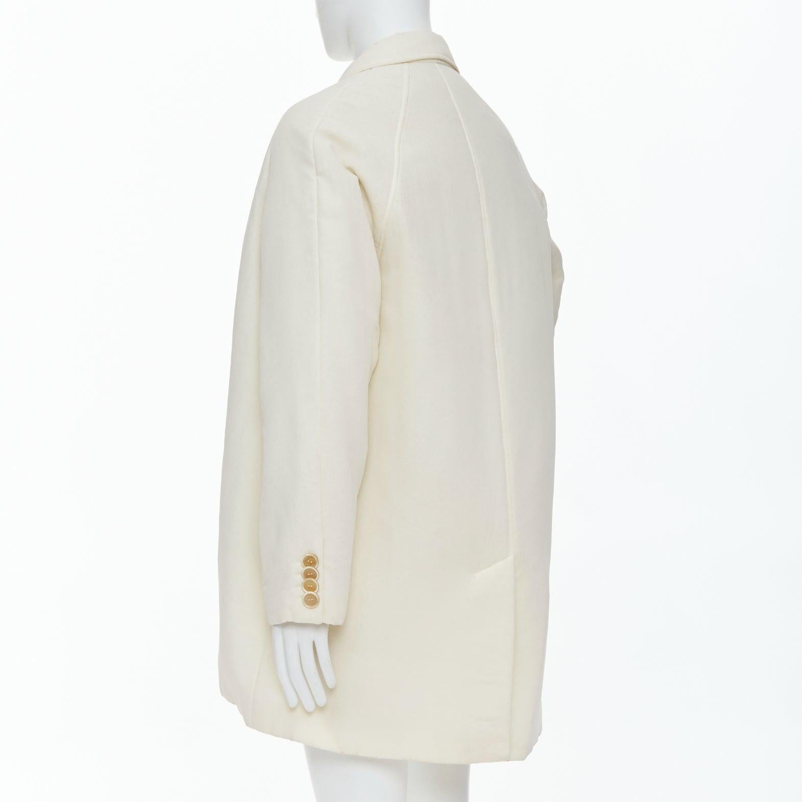JOHN ROCHA cappotto lungo DB beige imbottito e con bottoni in corno UK38 M. in vendita 1