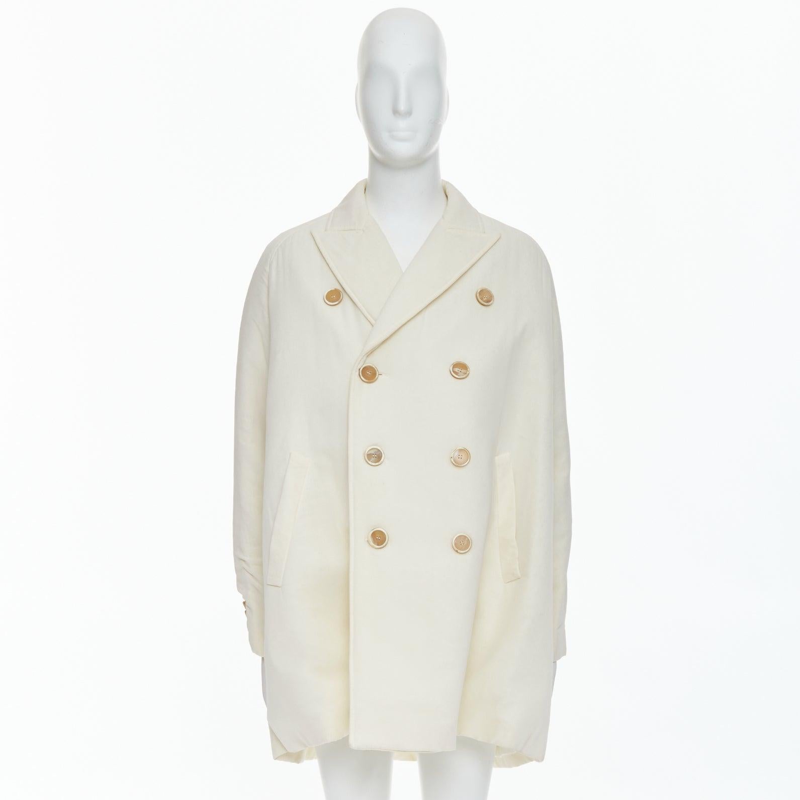 JOHN ROCHA cappotto lungo DB beige imbottito e con bottoni in corno UK38 M. in vendita 4