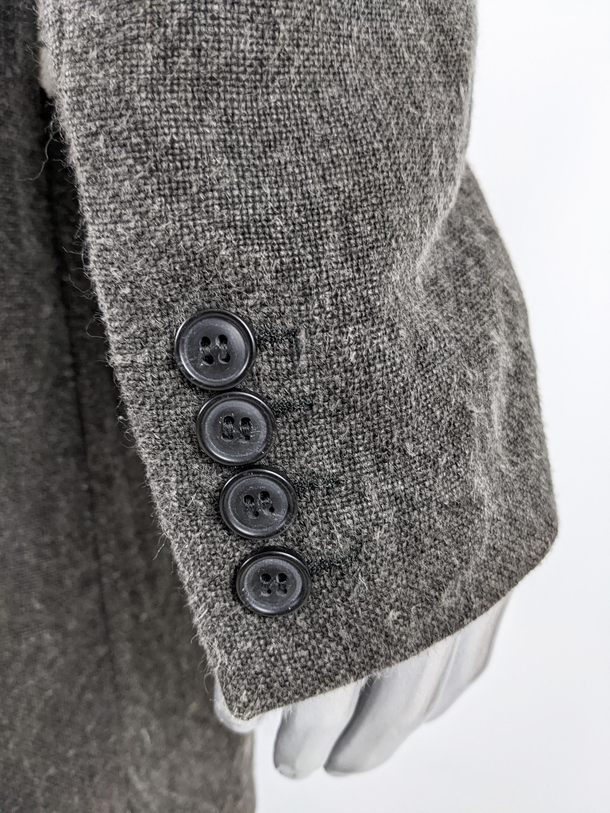 Women's or Men's John Rocha Mainline Vintage Mens Crochet Cut Out Grey Linen Shoulder Pads Coat