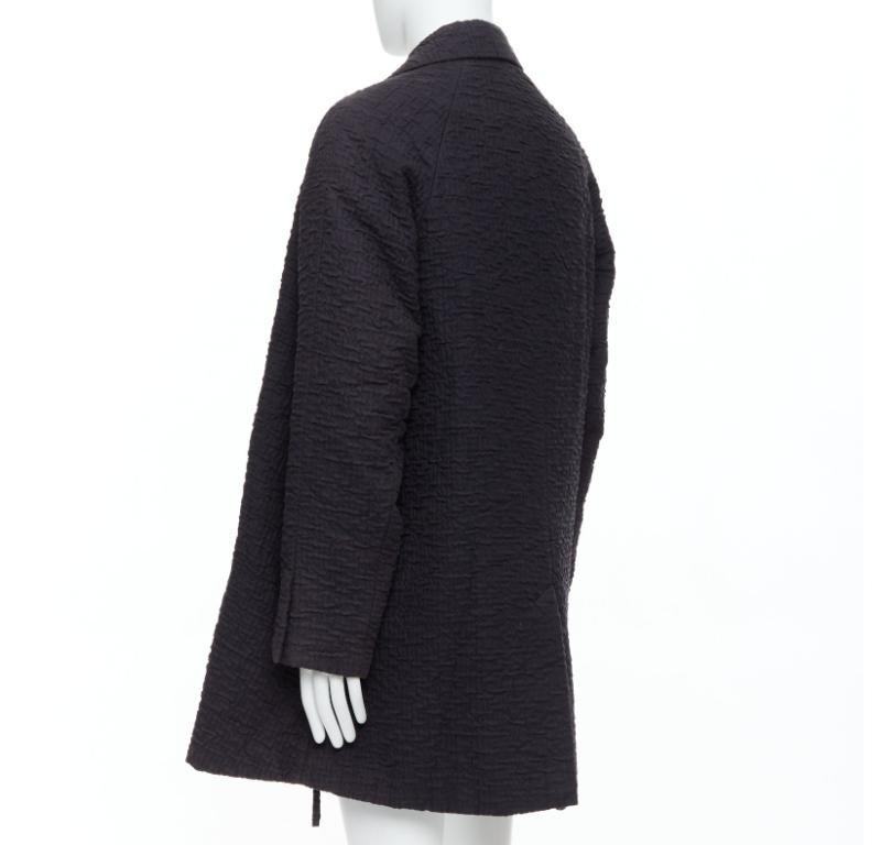 JOHN ROCHA Cappotto vintage in plissé nero con struttura a svasatura frontale US38 M. in vendita 1