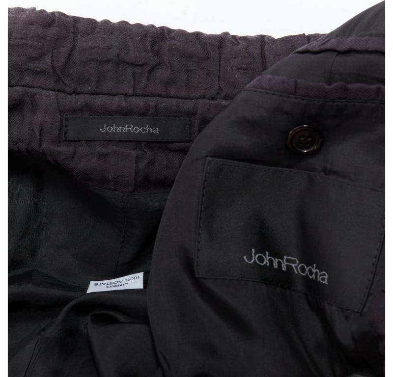 JOHN ROCHA Cappotto vintage in plissé nero con struttura a svasatura frontale US38 M. in vendita 3