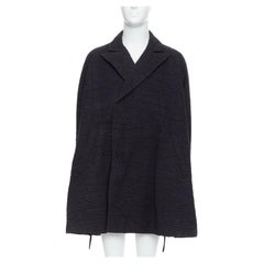 JOHN ROCHA Vintage black plisse textured flare front raglan coat US38 M