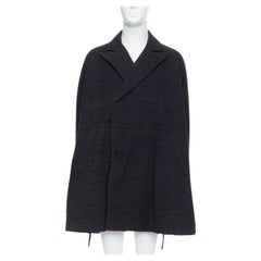 JOHN ROCHA Vintage black plisse textured flare front raglan coat US38 M