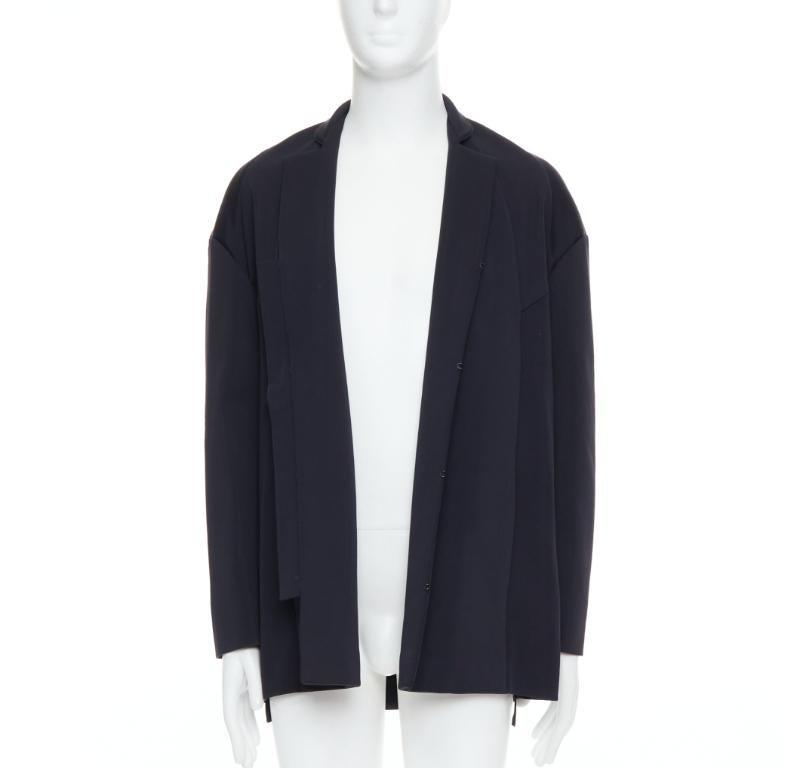 Black JOHN ROCHA Vintage black scuba panelled shoulder minimal coat UK40 L For Sale
