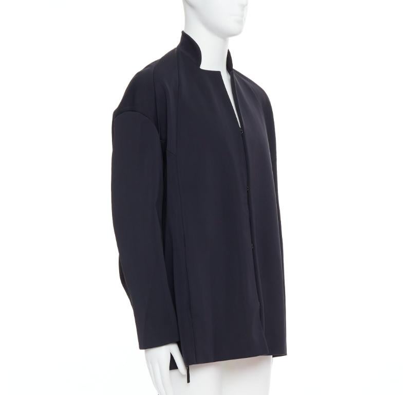 JOHN ROCHA Vintage black scuba panelled shoulder minimal coat UK40 L In Good Condition For Sale In Hong Kong, NT