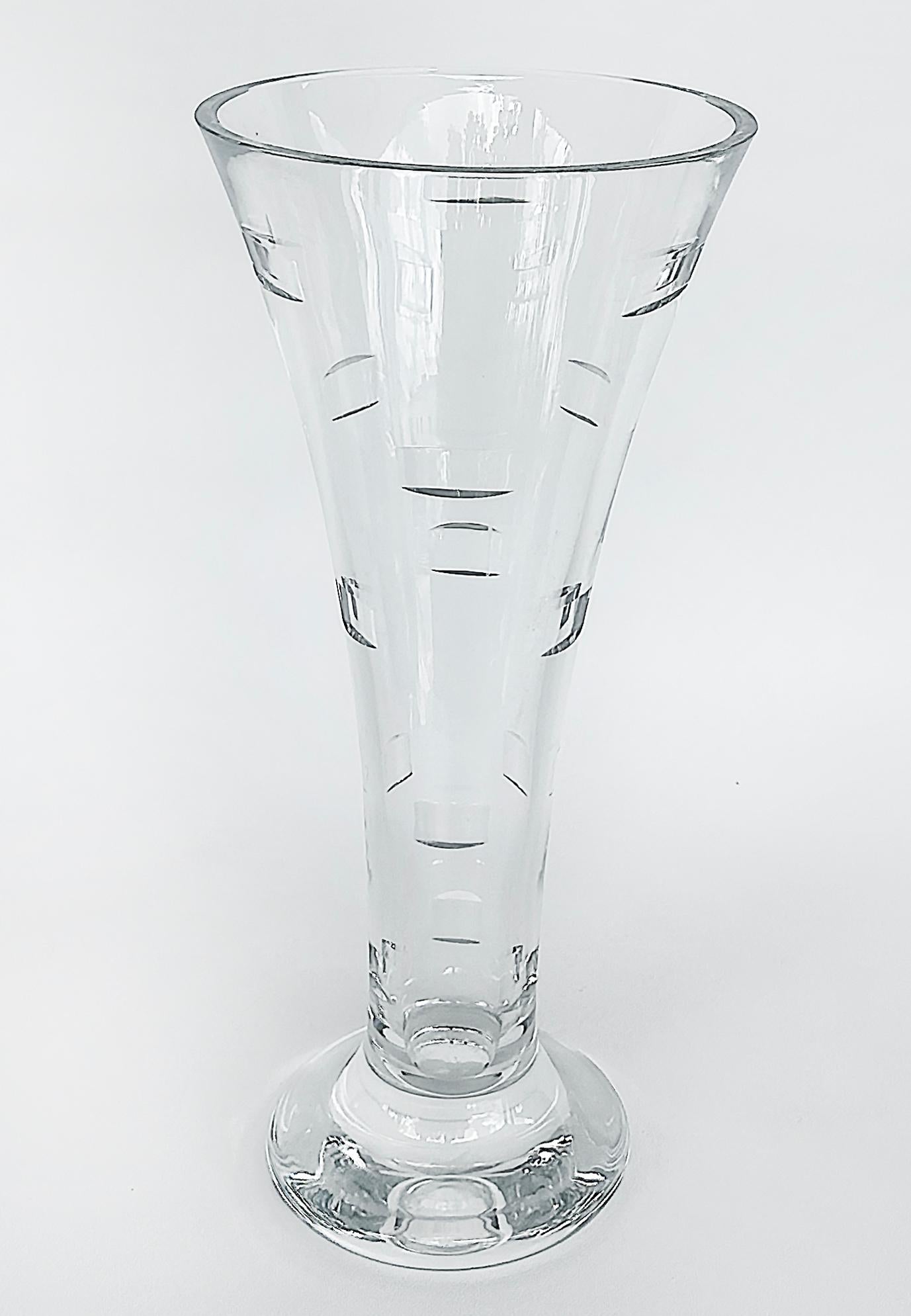Irish John Rocha Waterford Cut Crystal Large Geo Vase,  Art Deco Style For Sale