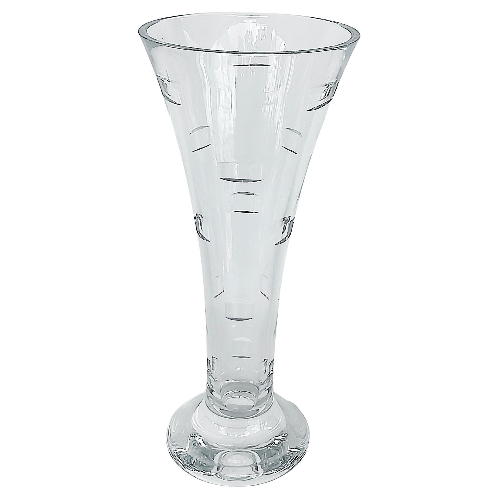 John Rocha Waterford Cut Crystal Large Geo Vase,  Art Deco Style For Sale