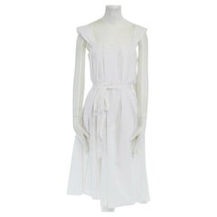 JOHN ROCHA white cotton pleated side hem belted summer dress UK10 US2 IT42 S