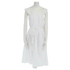 JOHN ROCHA Weißes Sommerkleid aus Baumwolle mit seitlichem Saum und Gürtel UK10 US2 IT42 S