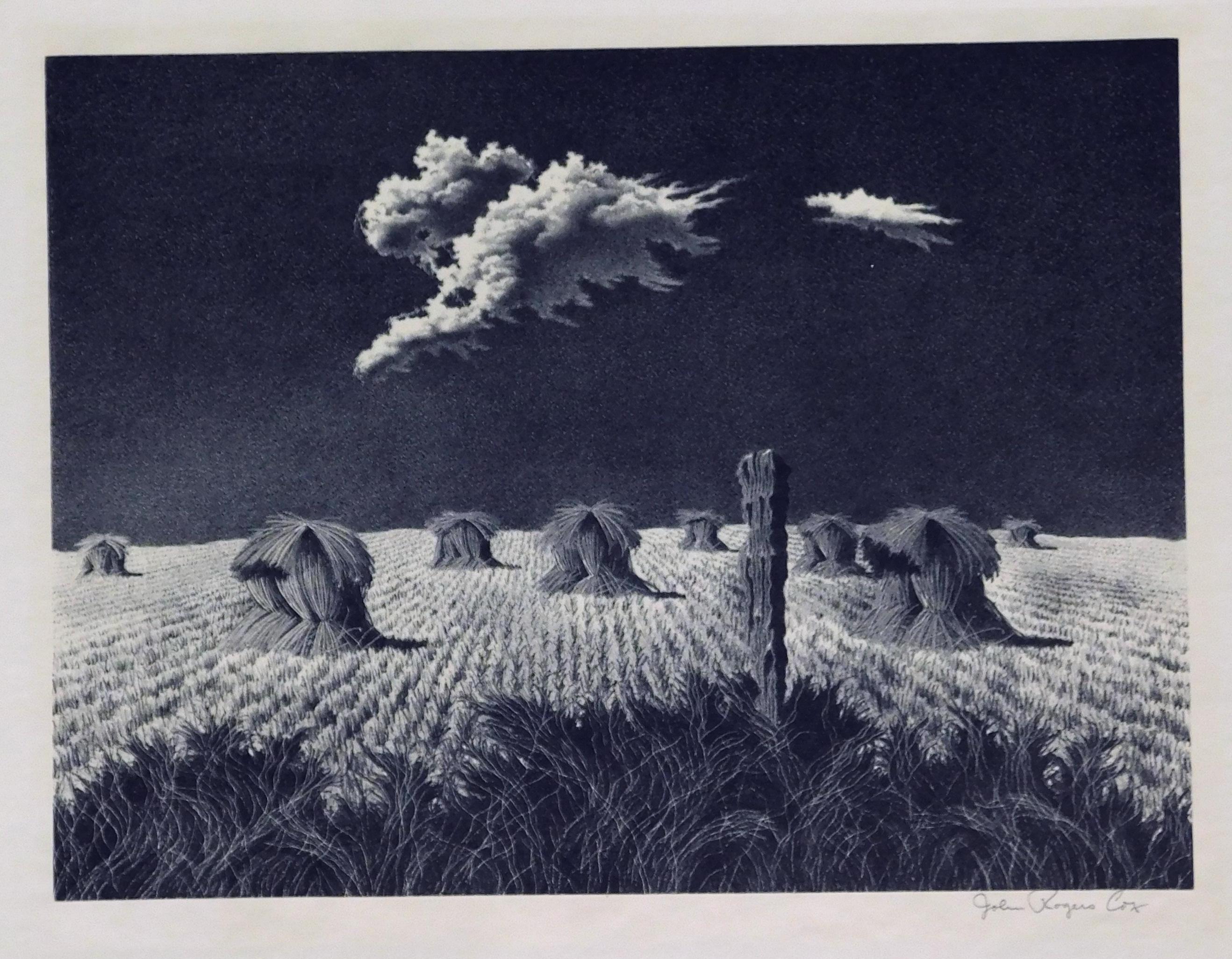 Litografía en piedra original firmada a lápiz por el artista de la AAA John Rogers Cox (1915-1990)
Esta maravillosa imagen regionalista mide 8 3/4 "h x 11 3/4 "w.
El tamaño del papel es 12 x 16. La obra se presenta en un paspartú de museo de dos