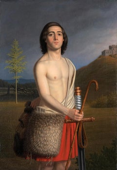 David with the Head of Goliath, 19th Century Victorian Oil