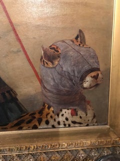 Magnificent C19th Oil Painting of Babylonian Nobleman with a Hunting Cheetah