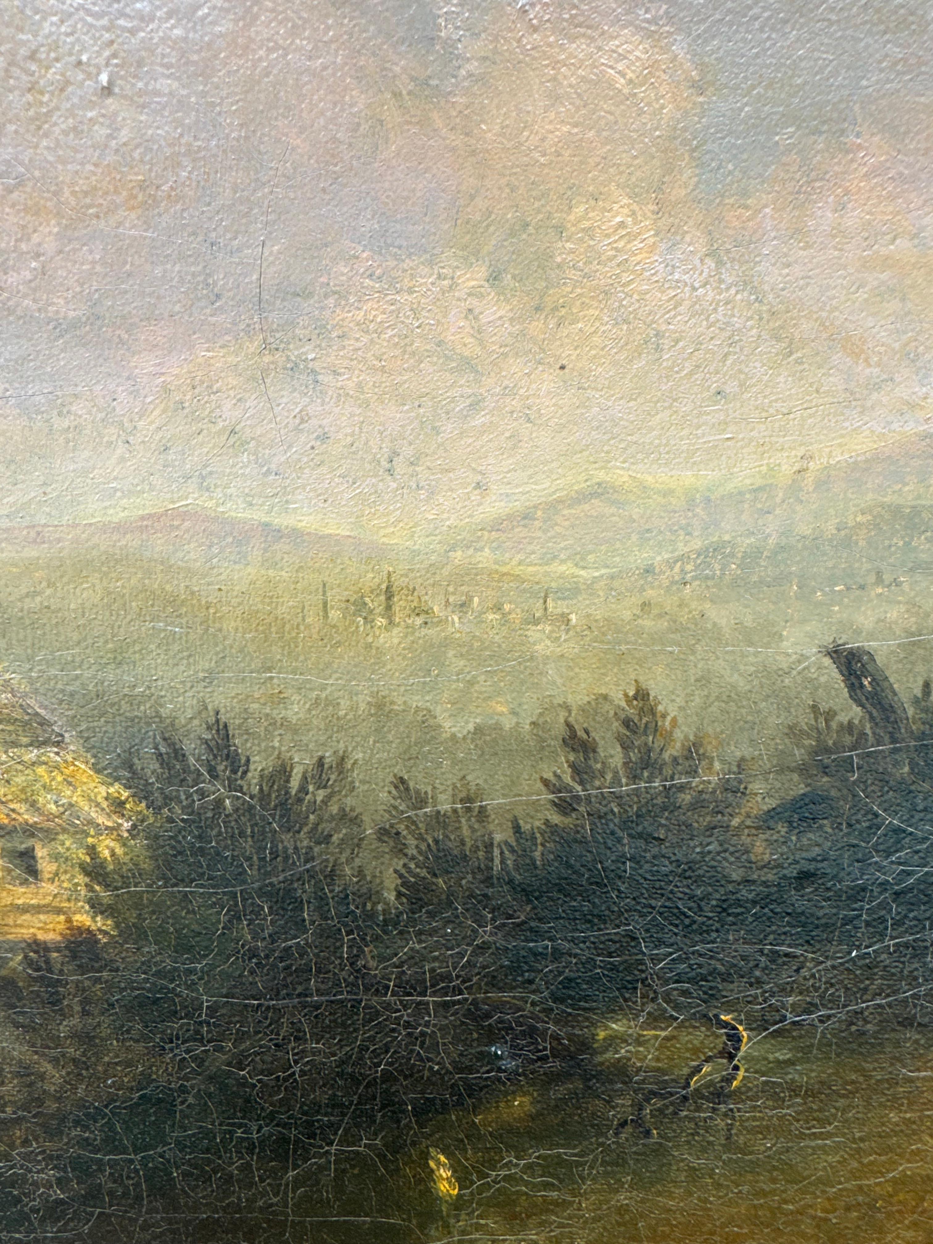 Rural Scene 1850, A view of Concord in the distance from Tilton, NH - Painting by John Rollin Tilton