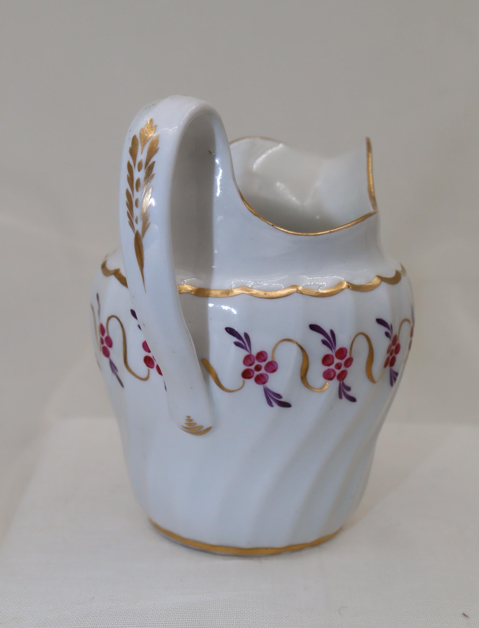 Hand-Painted John Rose, Coalport fluted milk jug or creamer For Sale