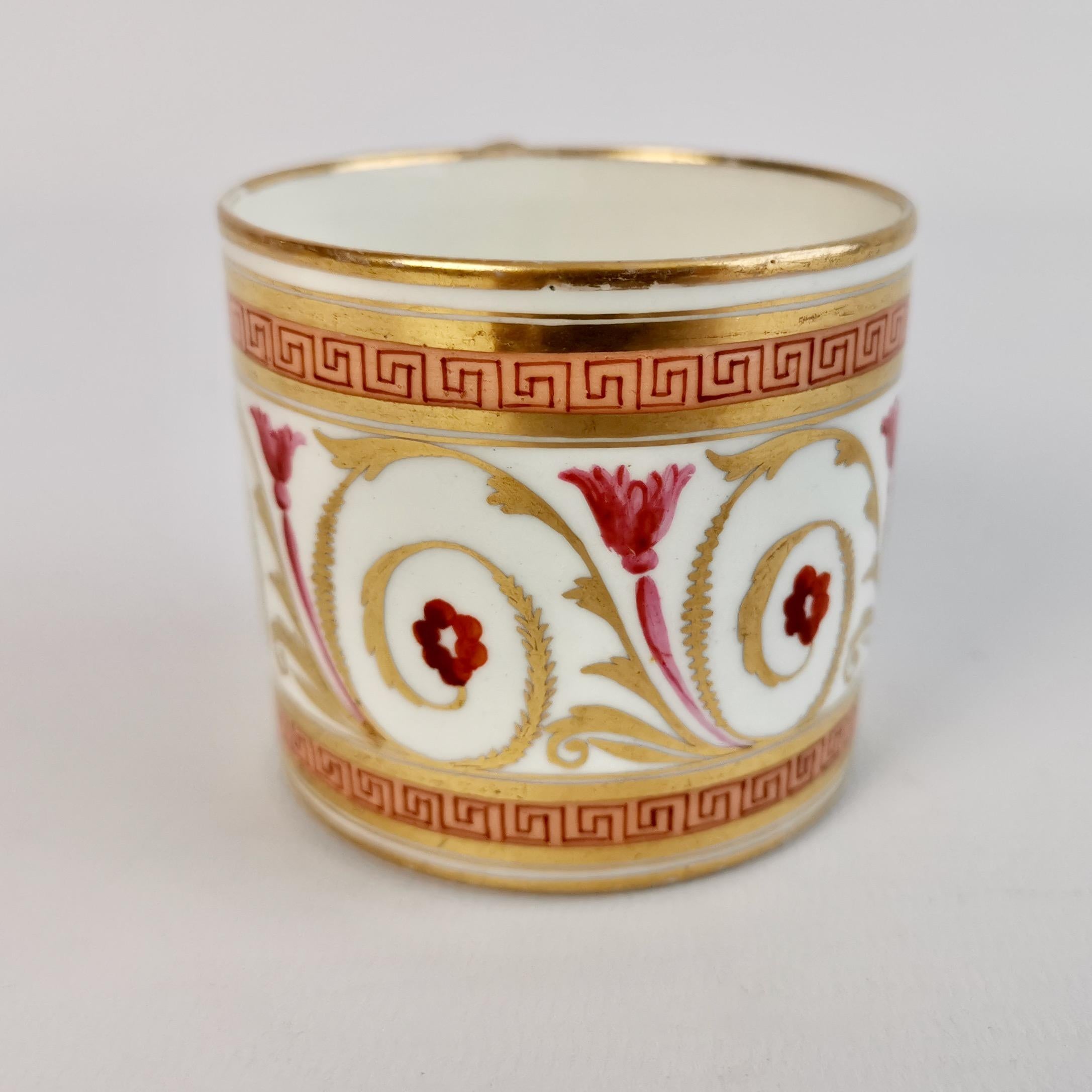 Hand-Painted John Rose Coalport Orphaned Coffee Can Gilt, Peach and Pink, Regency, circa 1810