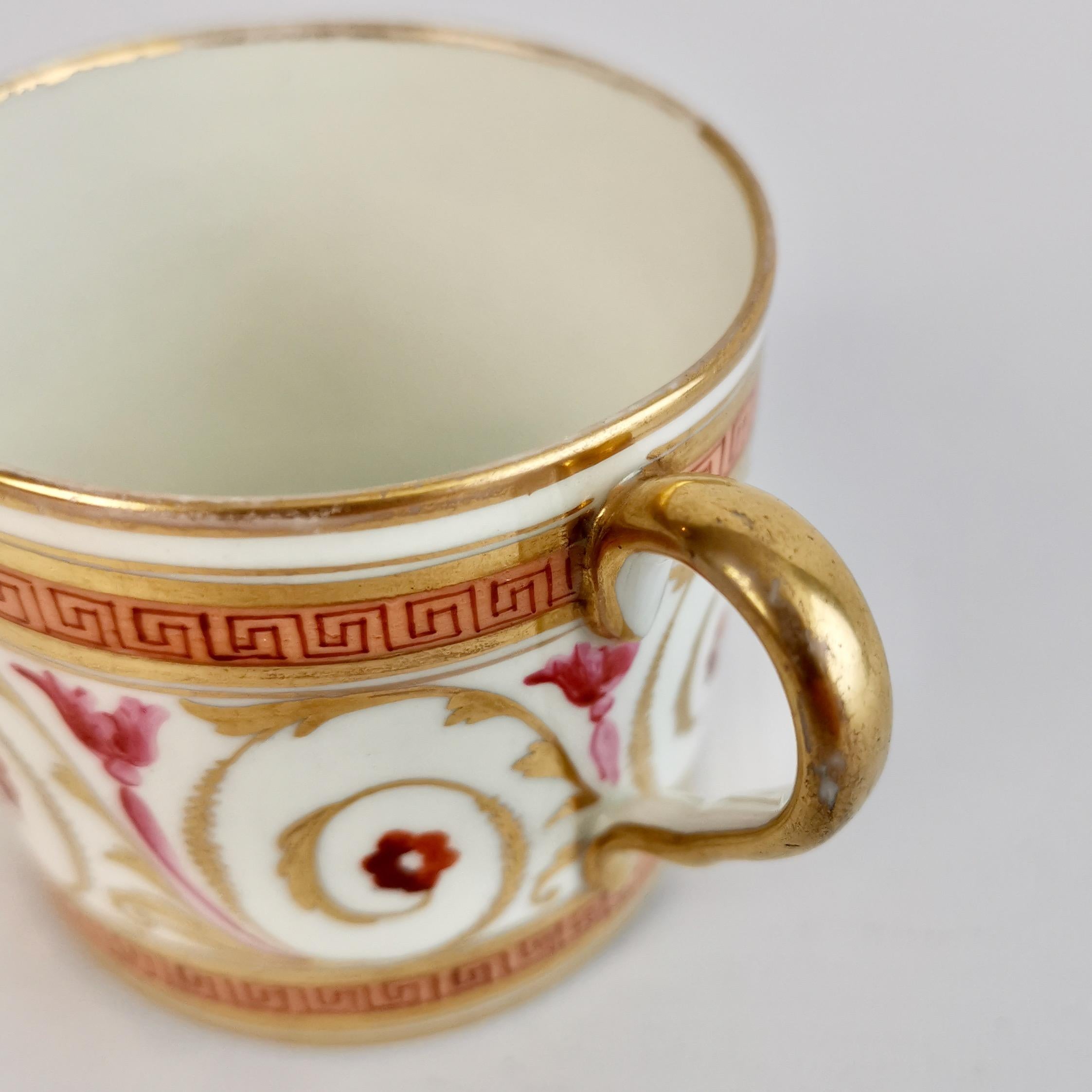 Porcelain John Rose Coalport Orphaned Coffee Can Gilt, Peach and Pink, Regency, circa 1810