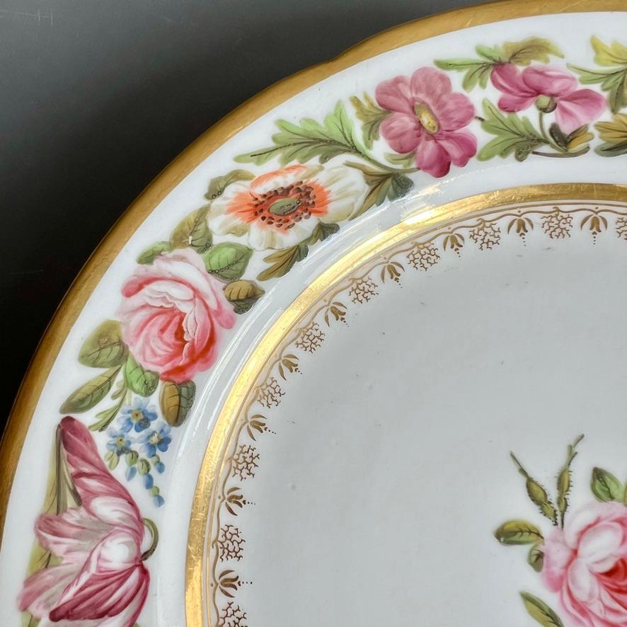 Coalport-Teller von John Rose, Füllhornblumen, T. Baxter Studio, um 1805 (1) (Handbemalt) im Angebot