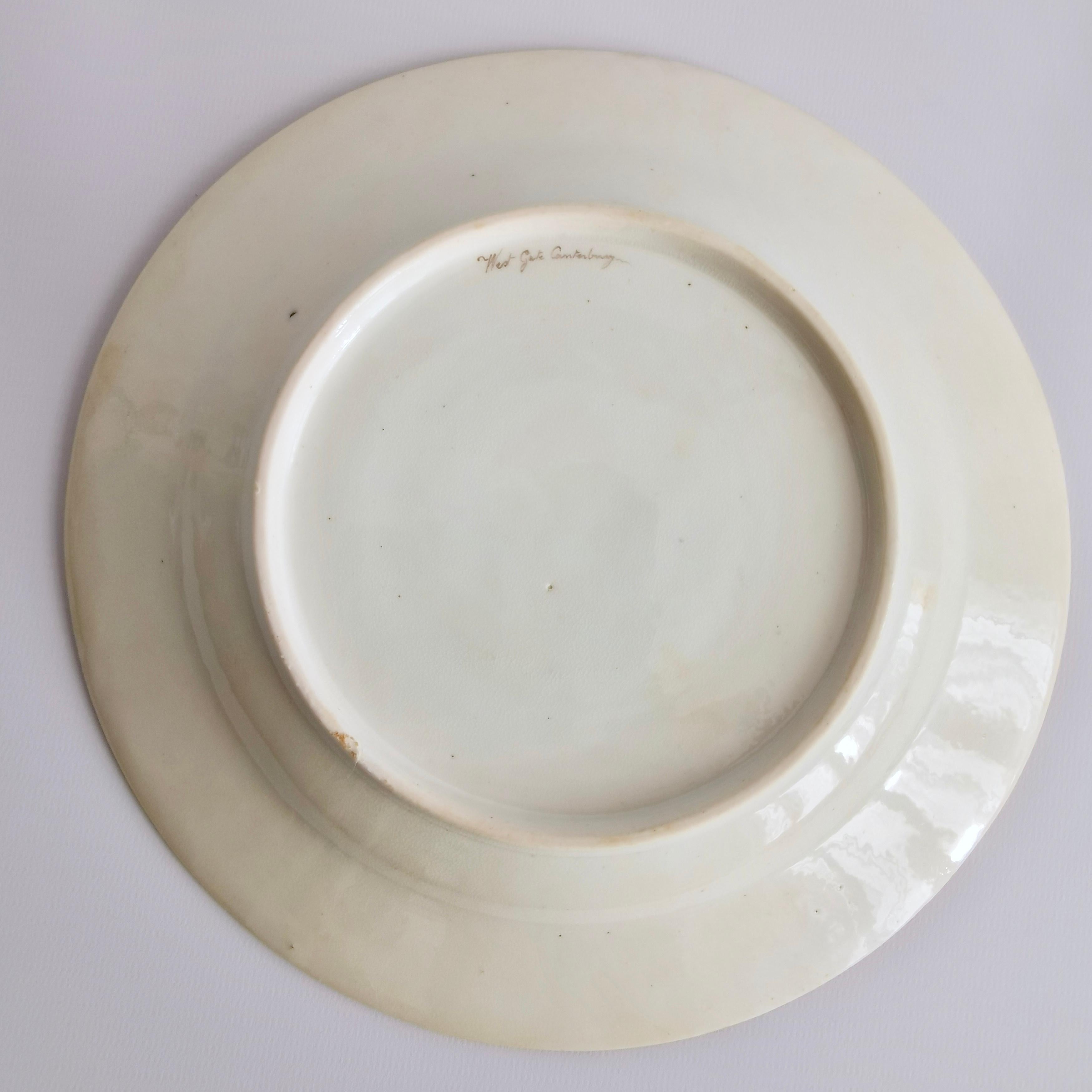 Porcelain John Rose Coalport Plate, Canterbury landscape by Thomas Baxter, Georgian ca1810 For Sale