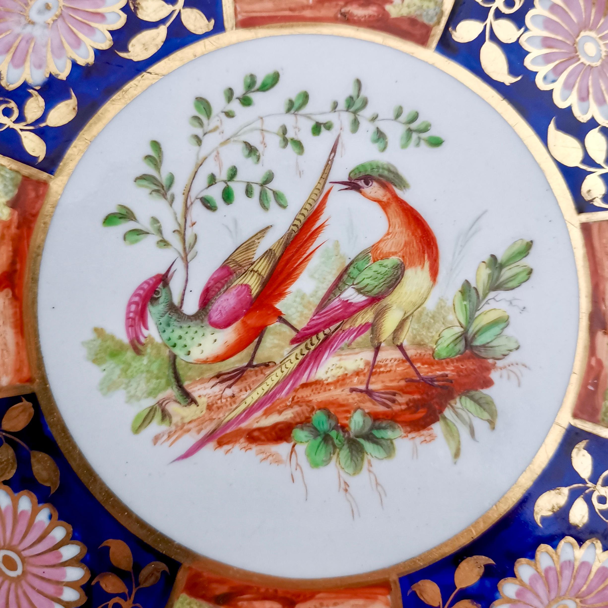 Regency John Rose Coalport Plate, Sèvres Style Birds and Flowers, circa 1815