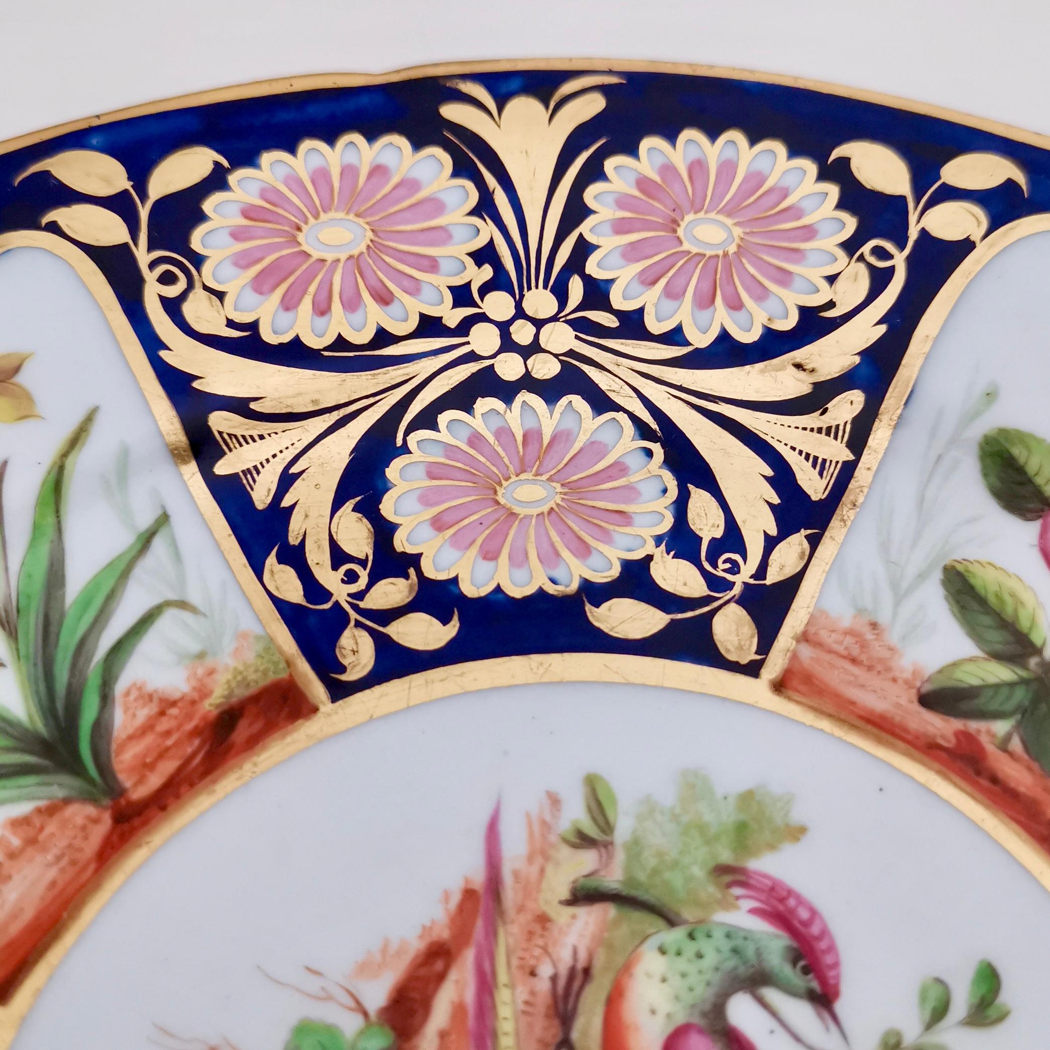 Porcelain John Rose Coalport Plate, Sèvres Style Birds and Flowers, circa 1815