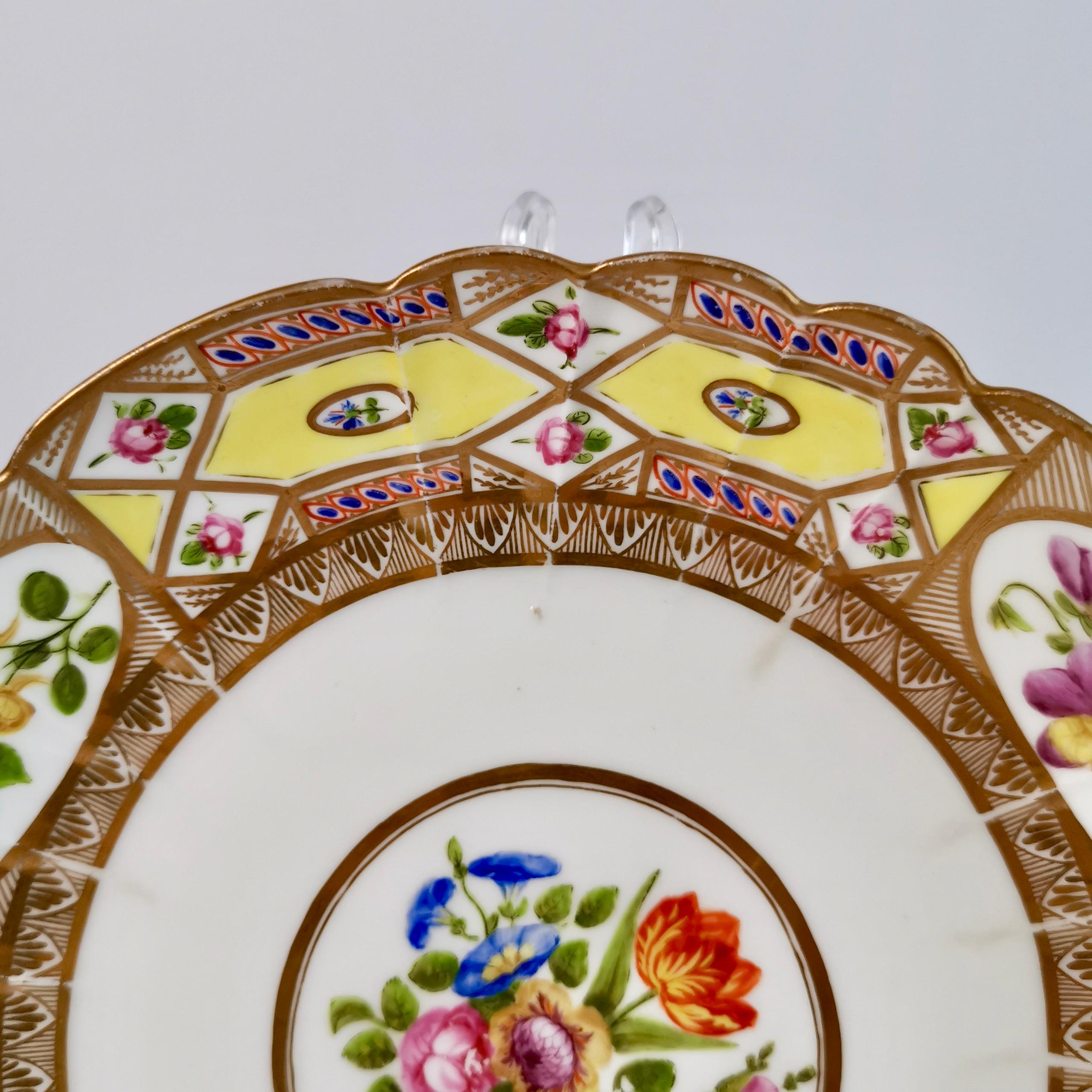 George III John Rose Coalport Plate, Yellow Church Gresley Pattern, Regency, circa 1810