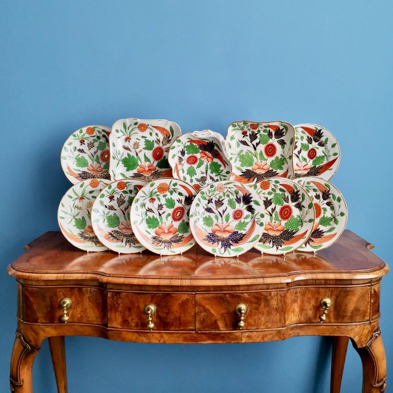 John Rose Coalport Porcelain Dessert Service, Japan Imari Pattern