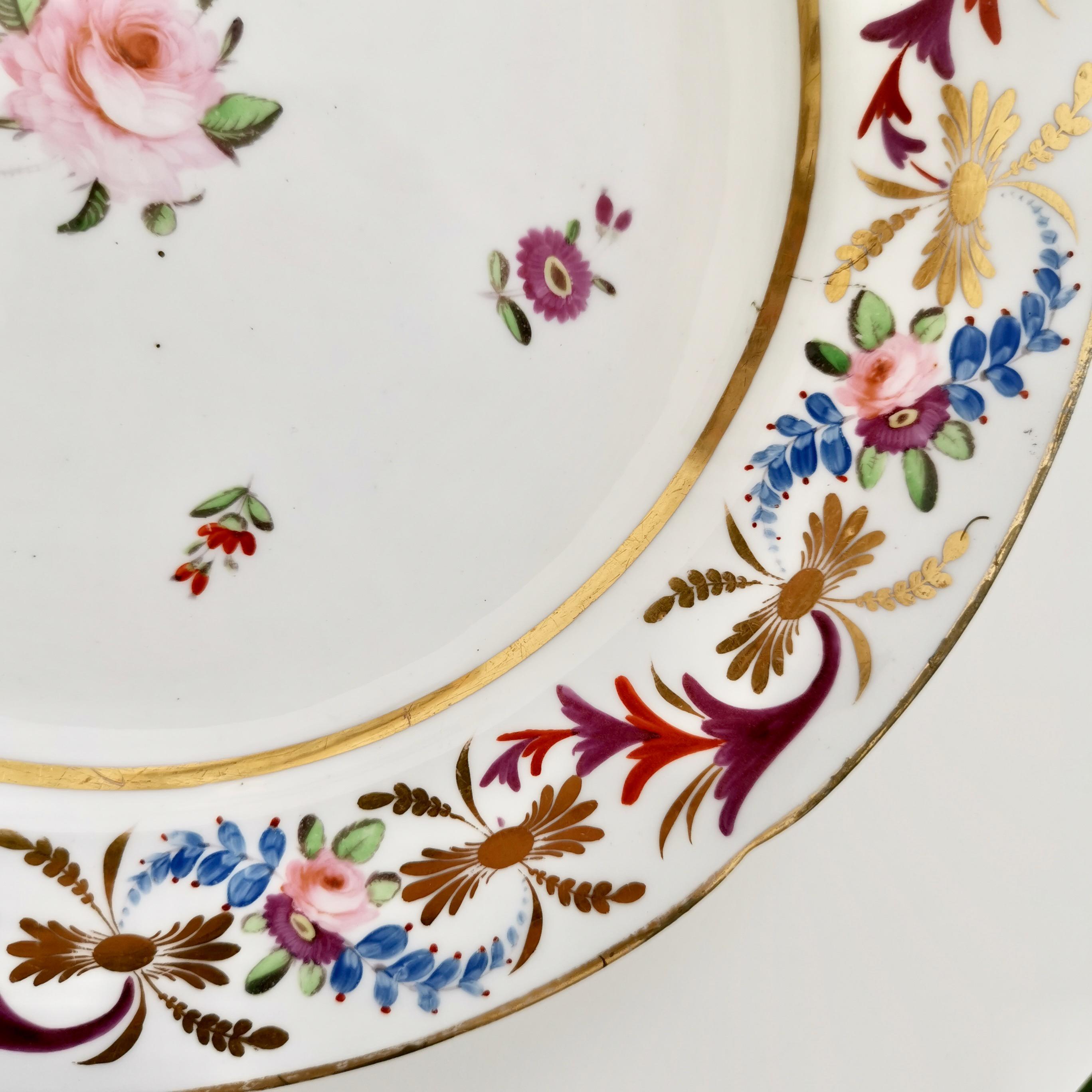 English John Rose Coalport Porcelain Plate, Improved Feldspar, Regency Pattern ca 1825