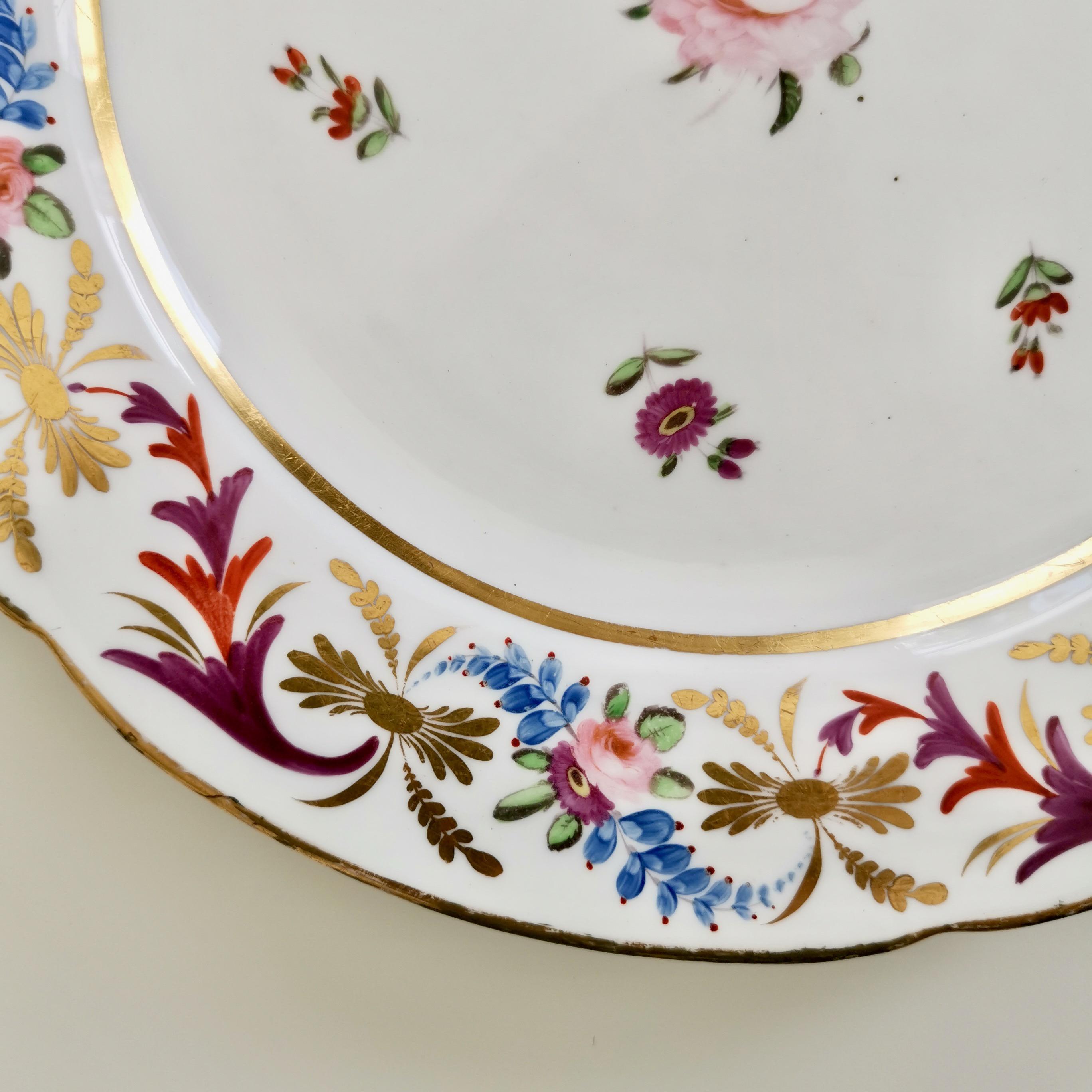 Hand-Painted John Rose Coalport Porcelain Plate, Improved Feldspar, Regency Pattern ca 1825